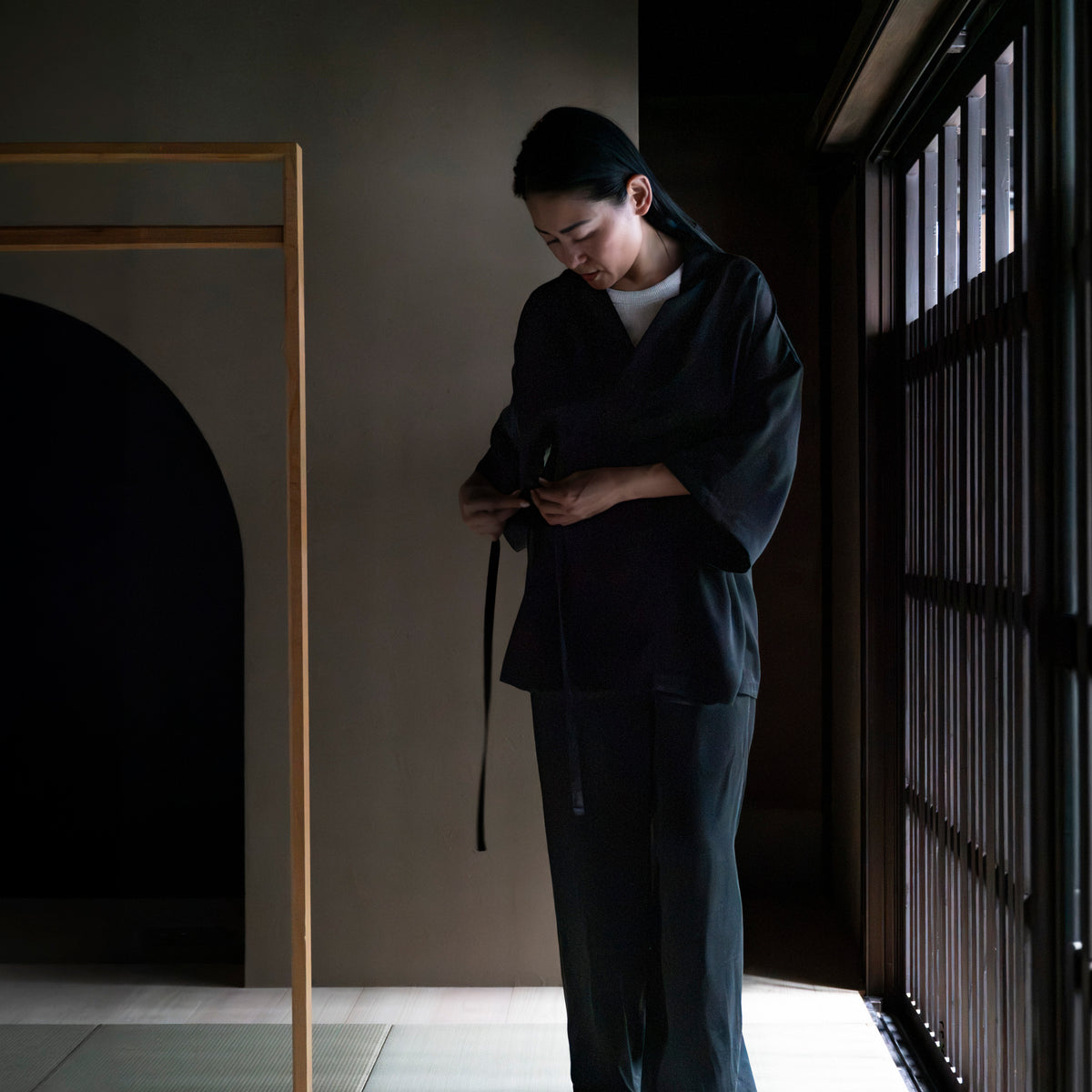 Silk Pajamas | トップ - ブラック