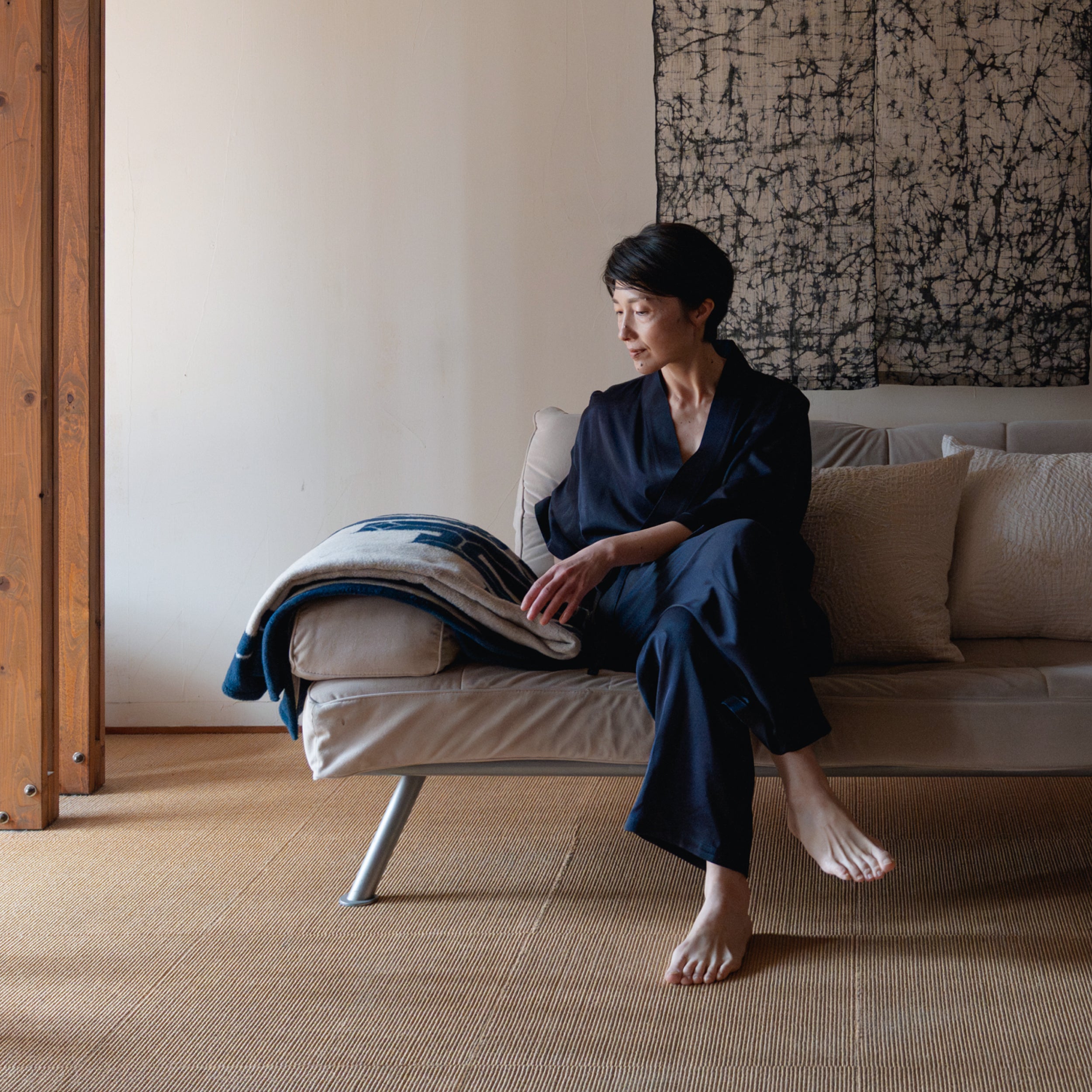 Silk Pajamas | Long Pants - Navy