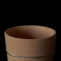 Detail of top of wooden Hinoki sake cup