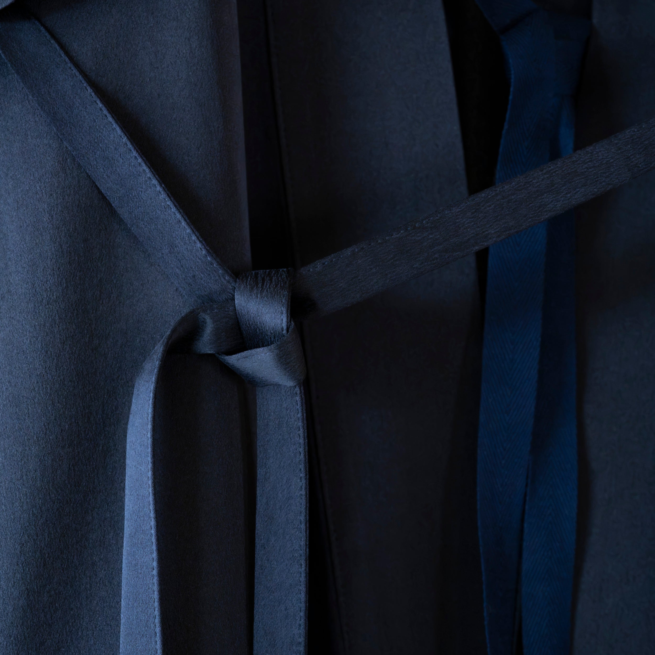 Silk Robe - Navy
