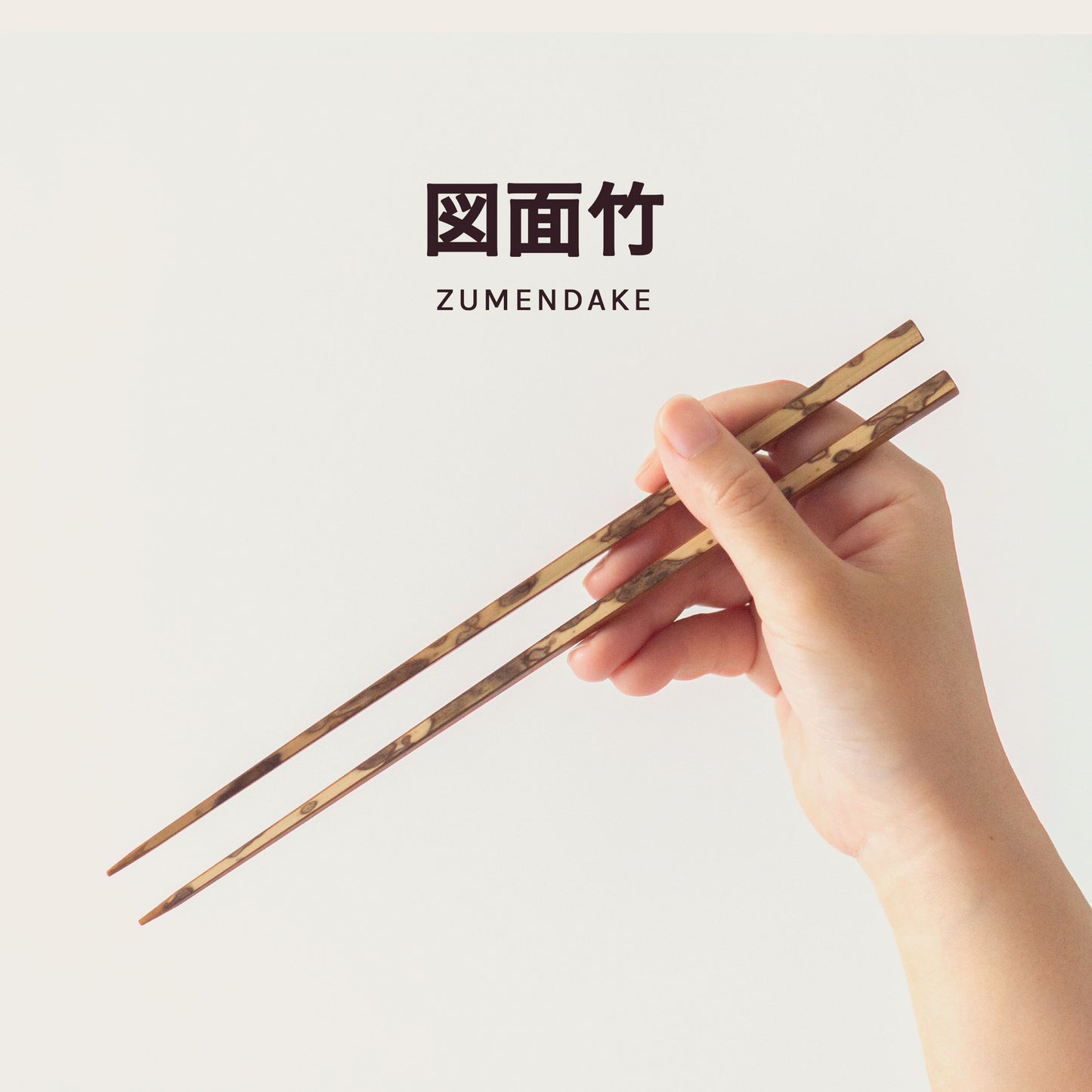 A hand holding a pair of chopsticks