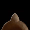 Detail of pouring spout of wooden Hinoki sake carafe