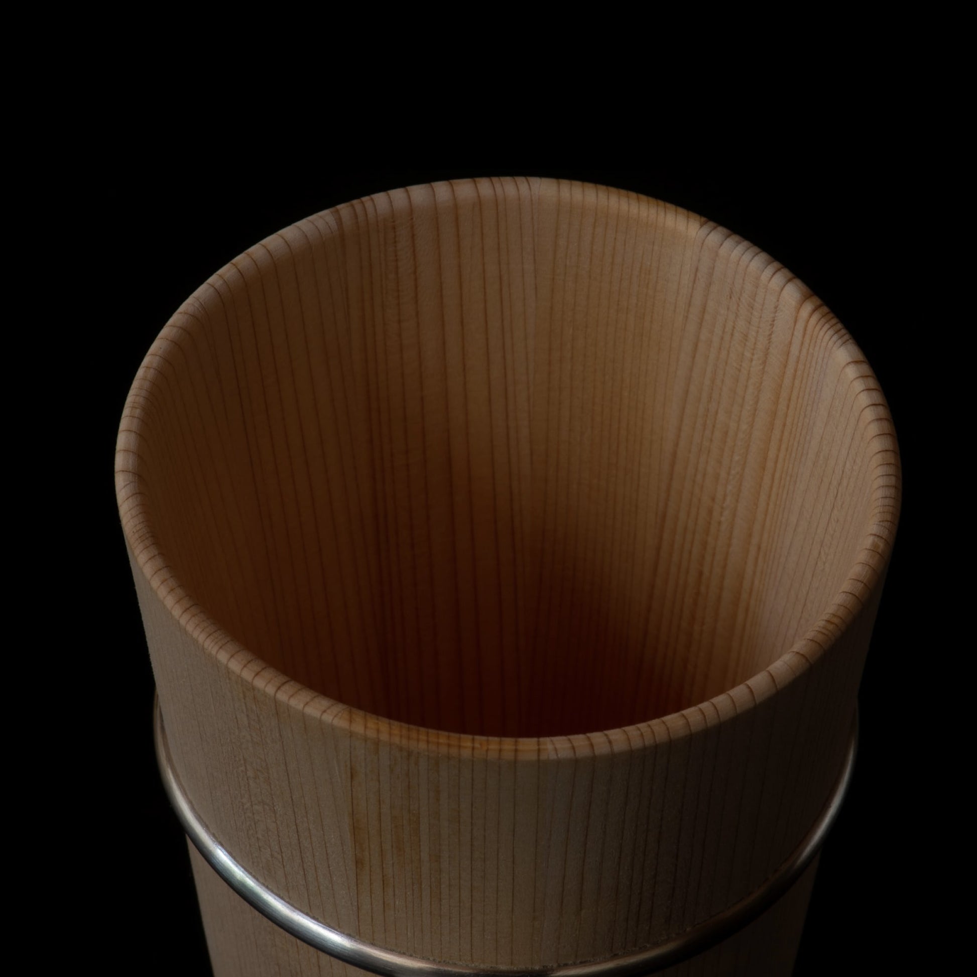 Detail view inside wooden Hinoki cups